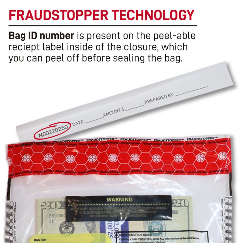 Nadex 9 x 12 Inch Tamper Evident Bank Deposit Bags with FRAUDSTOPPER Level 4 Security, 500 Pack (Clear) - Image 4